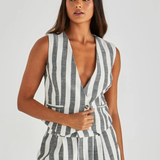 Nevada Vest (Cream Black Stripe)
