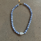 Blue Stone & Freshwater Pearl Necklace