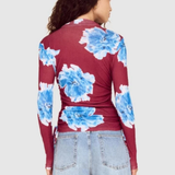 Fiorella Mesh Top (Wine/Blue Floral)