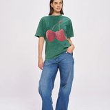 Cherry Baby Acid Wash Tee (Dark Green)