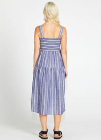 Lydia Striped Midi Dress (Blue)