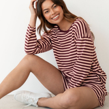 Lennox Stripe Lounge Set – Plum/Pink