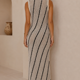 Monaco Fringe Maxi - Beige and Black