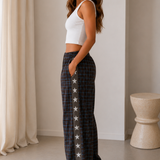 Nova By Frankie Star Check Pant - Choc Blue