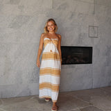 Georgia Strapless Dress (Mustard & White Stripe)