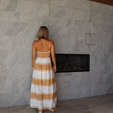 Georgia Strapless Dress (Mustard & White Stripe)