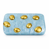 Zara Acrylic Clutch (Blue + Gold Embellishment)