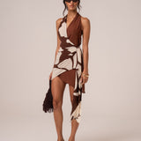 Isola Wrap Mini Dress | Botanica - Chocolate Cream