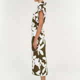 Liora Shirt Midi Dress Olive - White