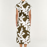 Liora Shirt Midi Dress Olive - White