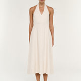 Neve Linen Halter Midi Dress Oat