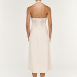 Neve Linen Halter Midi Dress Oat