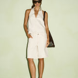 Nyra Denim Jorts -Cotton Denim Mid Rise Jorts in White