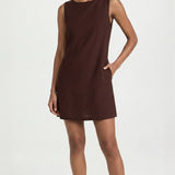 Rhodes Mini Shift Dress (Chocolate Linen)