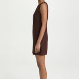 Rhodes Mini Shift Dress (Chocolate Linen)