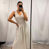 Mika Maxi Dress (Beige)