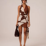 Isola Wrap Mini Dress | Botanica - Chocolate Cream