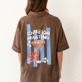 Espresso Martini Printed Back Shirt Set (Brown)