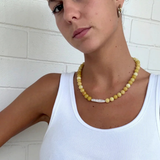 Golden Stone & Freshwater Pearl Necklace