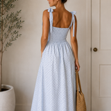 Dolly Polka Dot Maxi Dress (Pale Blue)
