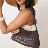 Roselle Woven Shoulder Bag (Chocolate)