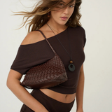 Roselle Woven Shoulder Bag (Chocolate)