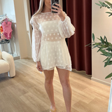 Bella Balloon Sleeve By Frankie Tunic Set (White)
