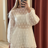 Bella Balloon Sleeve By Frankie Tunic Set (White)