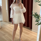 Bella Balloon Sleeve By Frankie Tunic Set (White)