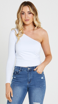 Anna One Sleeve Top (White)
