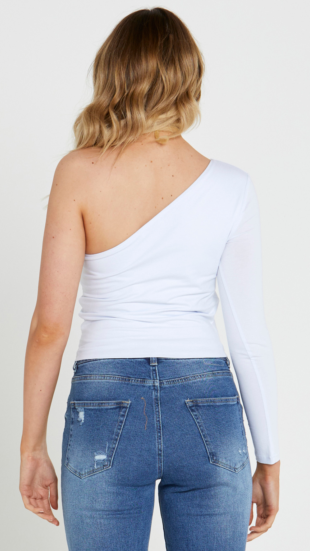 Anna One Sleeve Top (White)