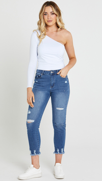 Anna One Sleeve Top (White)