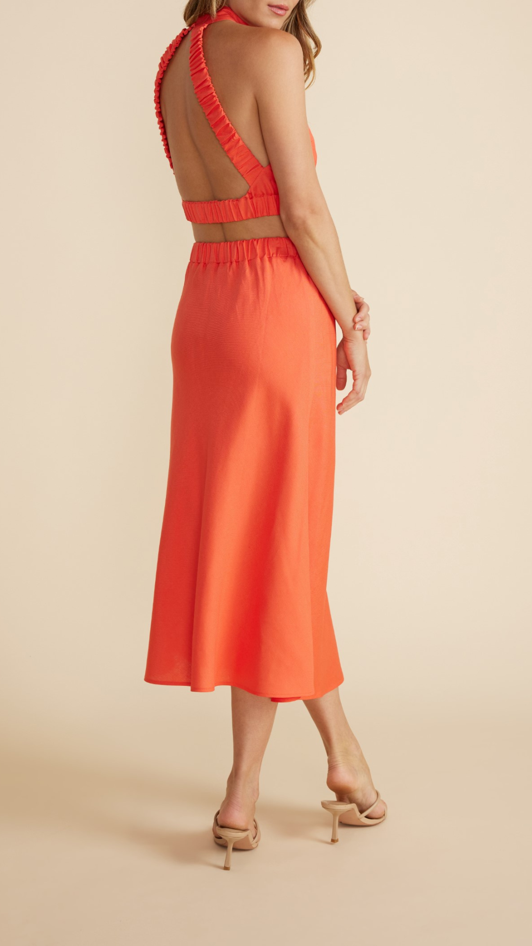 Abrea Bias Midi Skirt (Deep Coral)