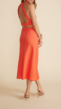 Abrea Bias Midi Skirt (Deep Coral)