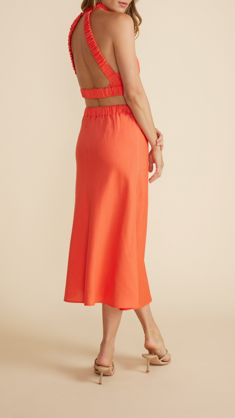 Abrea Bias Midi Skirt (Deep Coral)