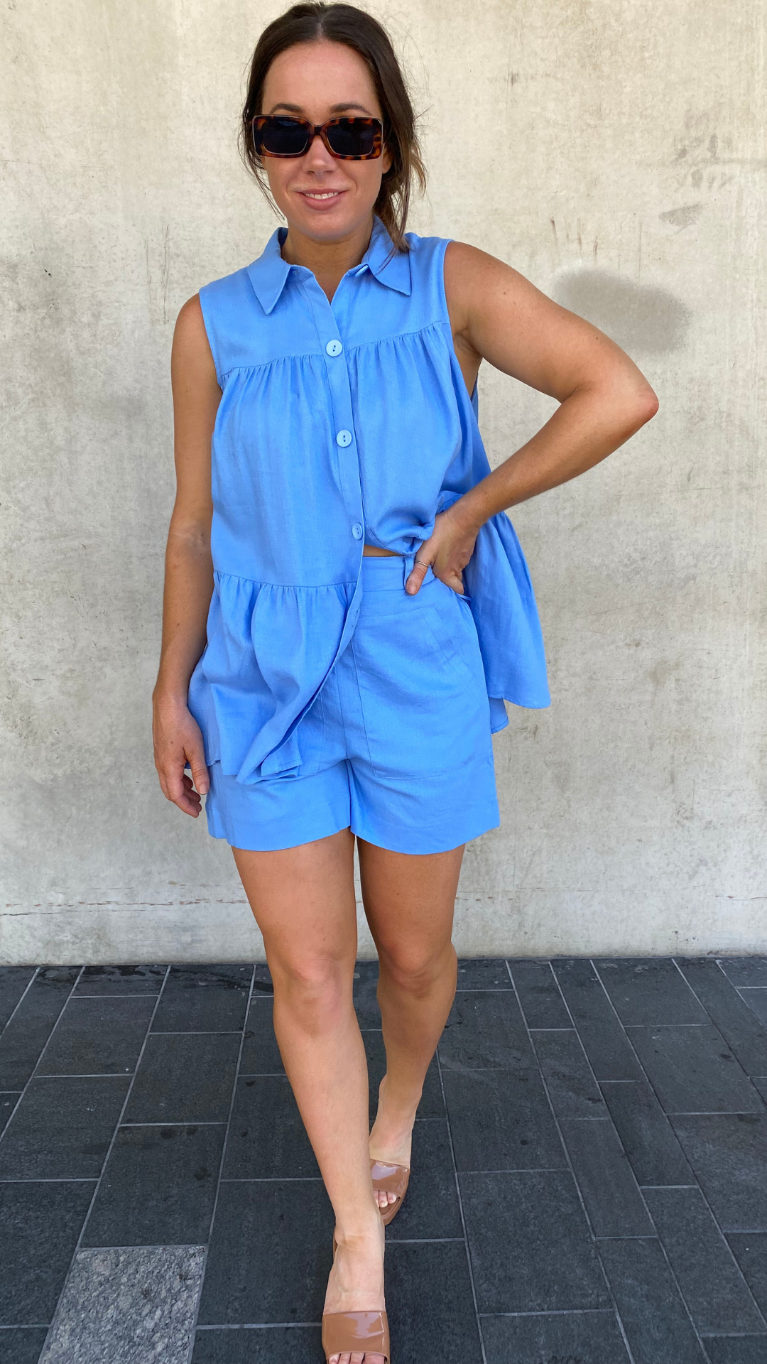 Prague Paneled Blouse (Cornflour)