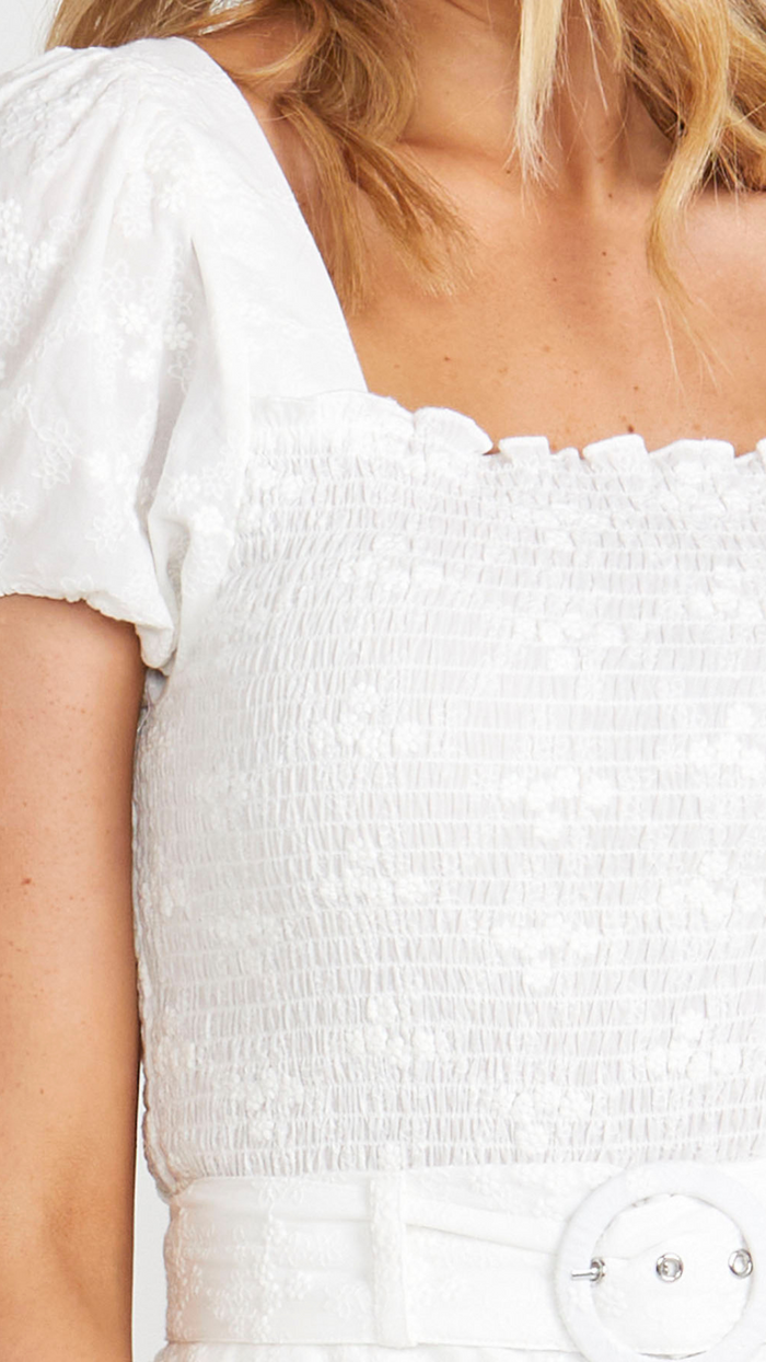 Asher Shirred Top (White)