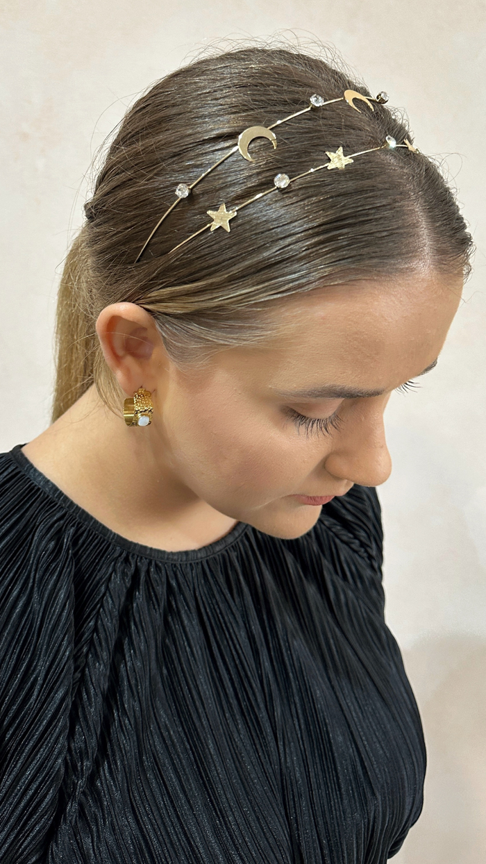 Star and Moon Dual Headband (Gold)